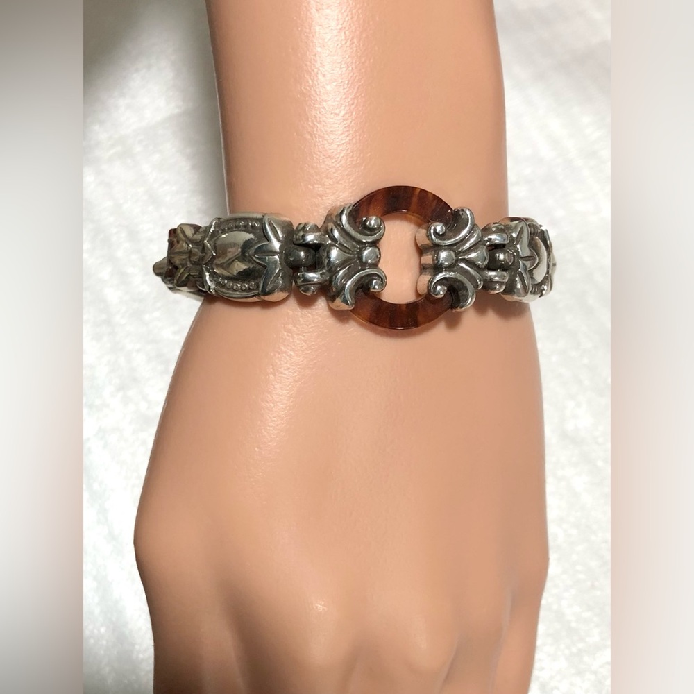 Brighton Silver and Brown Ornate Bracelet